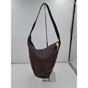 Tignanello Brown Leather Bucket Shoulder Bag adjustable strap side zip pockets